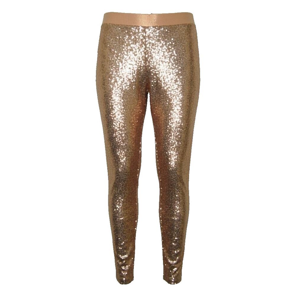 NWT  Tipsy Elves Rose Gold Sequin Stretch Leggings Size XL